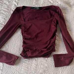 Silence + Noise Maroon Long Sleeve Top
